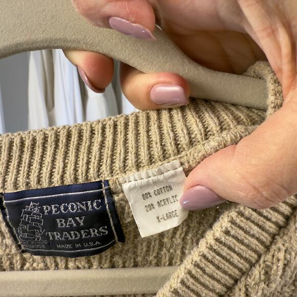 Peconic Bay Traders Vintage Men’s Size XL Tan Knit Sweater Vest 3571 - Picture 6 of 6